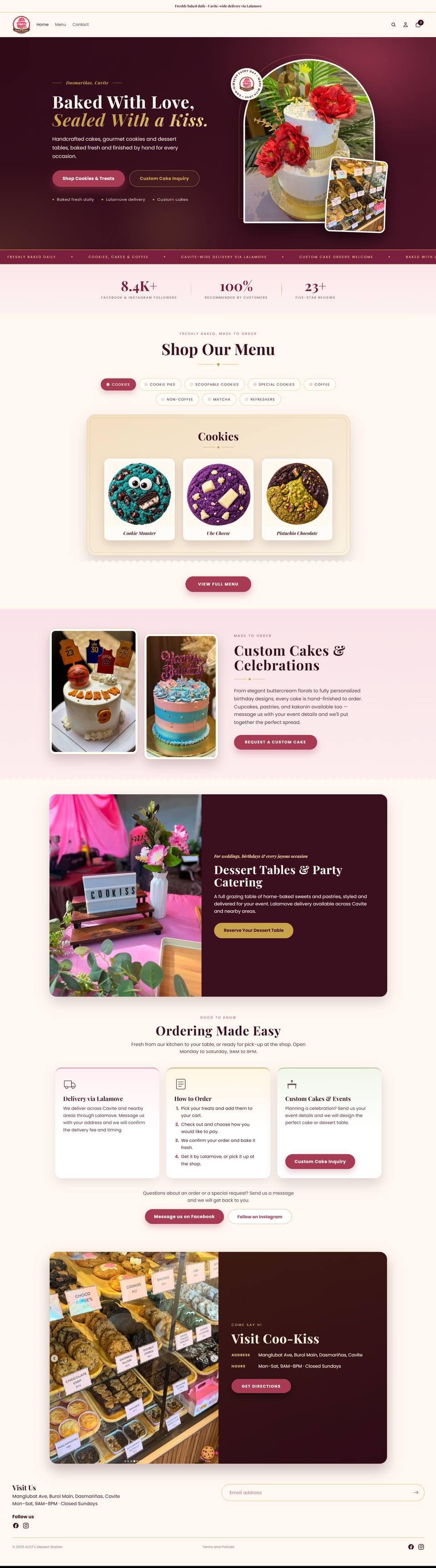 Full homepage of the ALOT’s Dessert Station store
