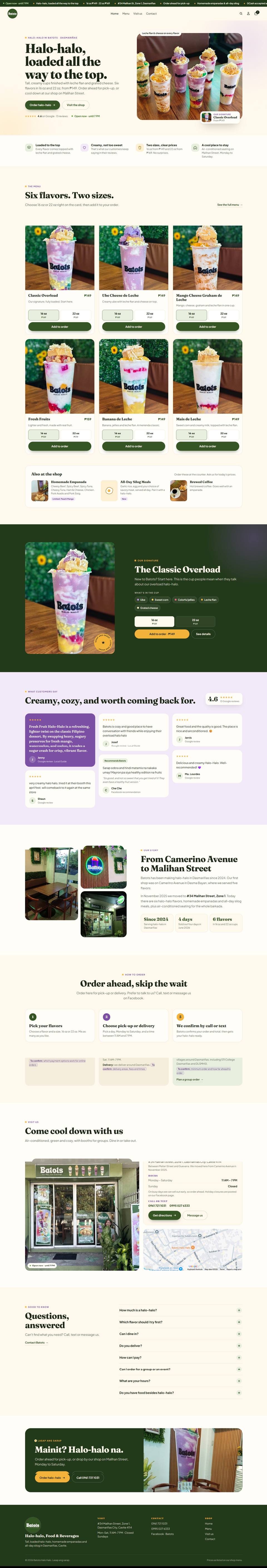 Full homepage of the Batot’s Halo-Halo store