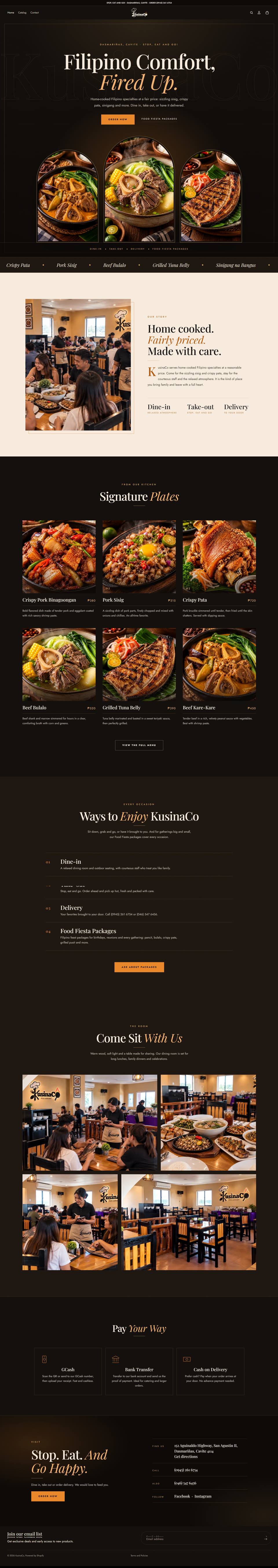 Full homepage of the KusinaCo store