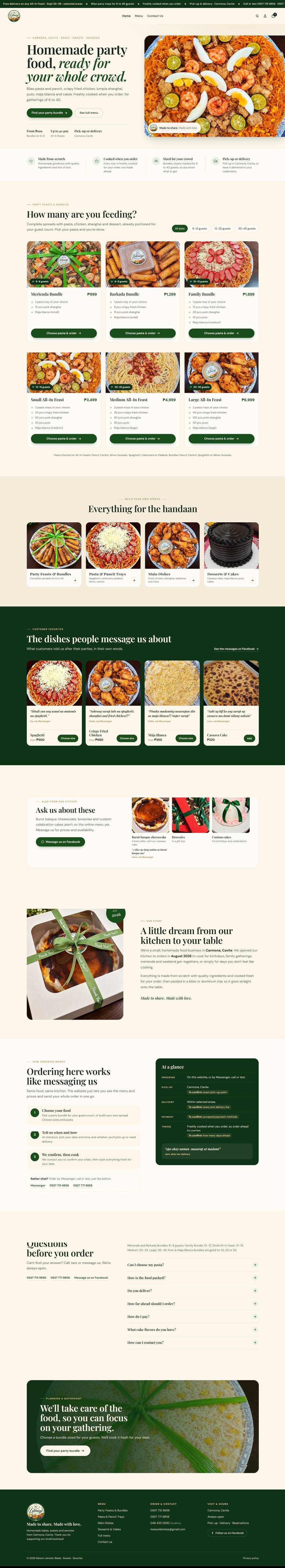 Full homepage of the Maison Letreize store